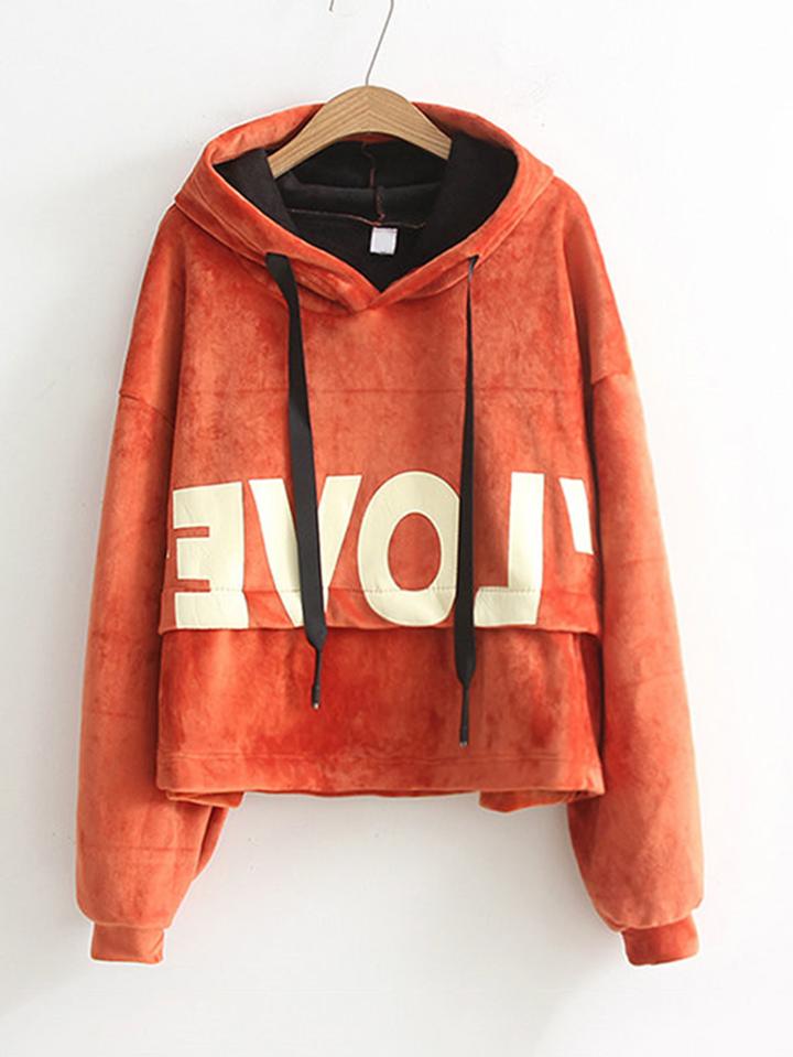 Romwe Slogan Print Spliced Hoodie
