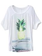 Romwe White Short Sleeve Pineapple Print T-shirt