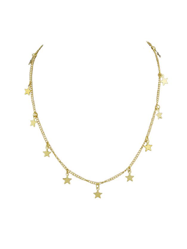 Romwe Gold Five-star Pendant Simple Necklace