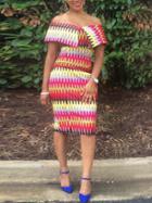 Romwe Off The Shoulder Zigzag Slim Dress