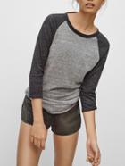Romwe Contrast Sleeve Round Neck T-shirt