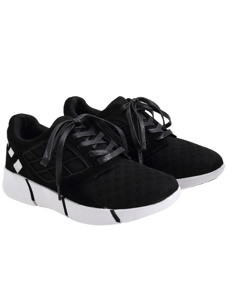 Romwe Black Ventilation Grid Sport Flats