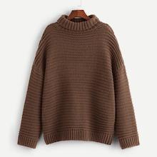 Romwe Plus Turtleneck Drop Shoulder Sweater
