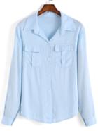 Romwe Lapel Button-down Pockets Blouse