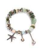 Romwe Starfish Detail Bead Charm Bracelet
