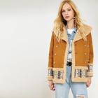 Romwe Tribal Print Soft Fur Coat