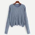 Romwe Scallop Hem Solid Jumper