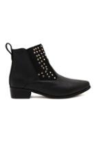 Romwe Rivets Embellished Black Boots