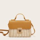 Romwe Woven Detail Flap Satchel Bag