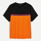 Romwe Guys Striped Tape Detail Cut-and-sew Tee