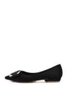 Romwe Black Star Style Pointed Toe Buckle Decorated Flats