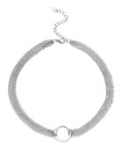 Romwe Silver Round Charm Chain Warp Choker Necklace