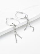 Romwe Hoop Drop Earrings With Chain Decorated