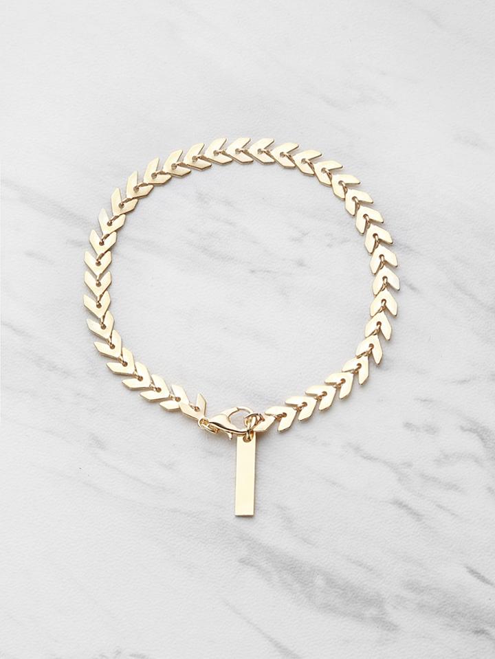 Romwe Leaf Shaped Chain Bracelet