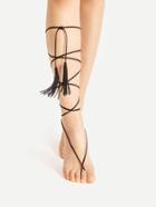 Romwe Tassel Design Criss Cross Velvet Anklet