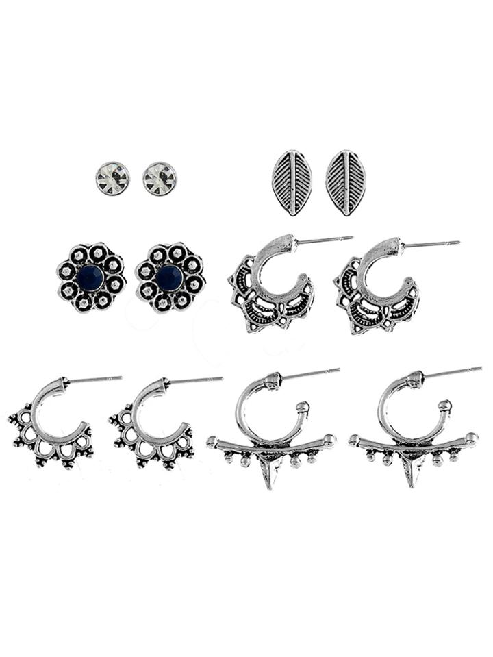 Romwe Multi Shape Design Stud Earring Set