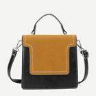 Romwe Two Tone Suede Panel Satchel Bag