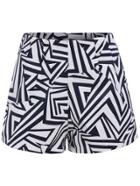 Romwe Geometric Print With Zipper Shorts