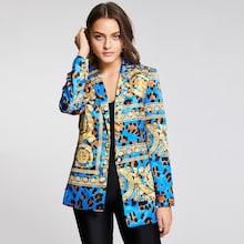 Romwe Single Button Mixed Print Blazer