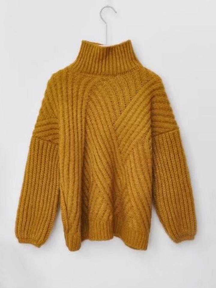 Romwe High Neck Chunky Rib Jumper