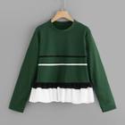 Romwe Ruffle Hem Contrast Taped Sweatshirt