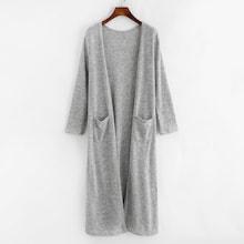 Romwe Double Pockets Long Cardigan