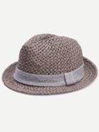 Romwe Grey Vacation Ribbon Trim Straw Hat