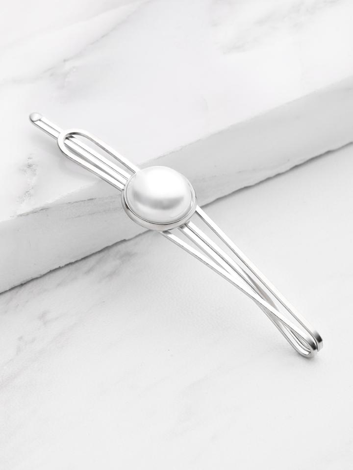 Romwe Faux Pearl Decorated Hair Clip