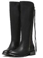 Romwe Black Zipper Fringe Tall Boots