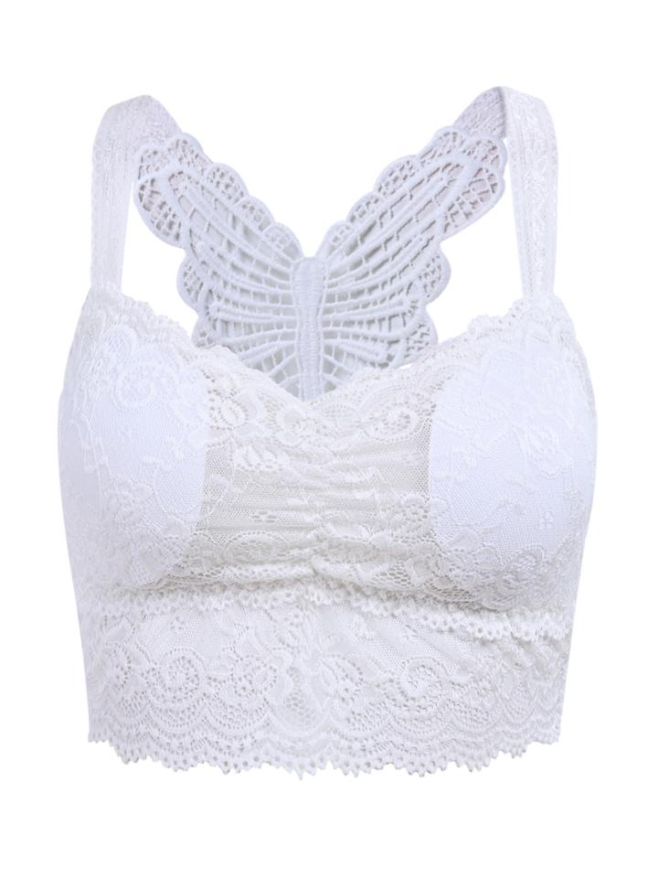 Romwe White Strap Embroidered Lace Vest