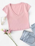 Romwe Cap Sleeve Crop T-shirt