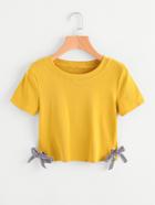 Romwe Ring Bow Tie Detail Tee