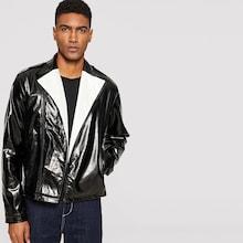 Romwe Guys Zip Up Pu Biker Jacket
