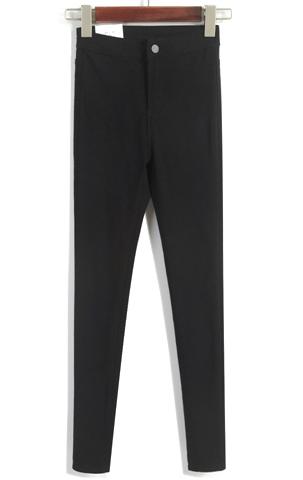 Romwe Button Slim Black Pencil Pant