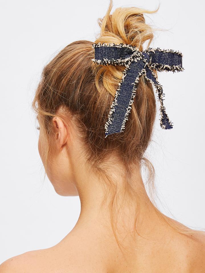 Romwe Fray Trim Bow Hair Clip
