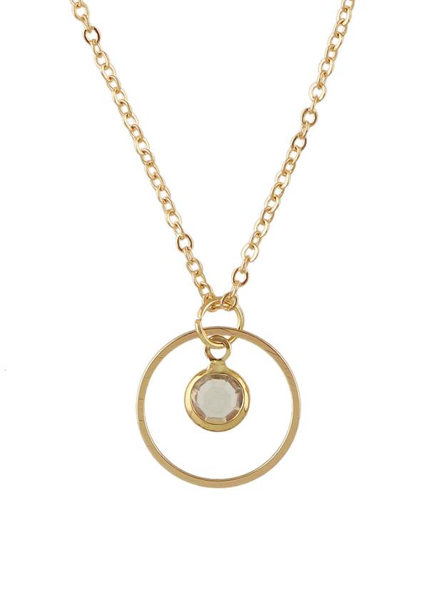 Romwe Gold Chain With Beads Circle Pendant Necklace Collier Femme