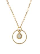 Romwe Gold Chain With Beads Circle Pendant Necklace Collier Femme