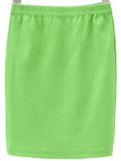Romwe Ribbed Bodycon Green Skirt