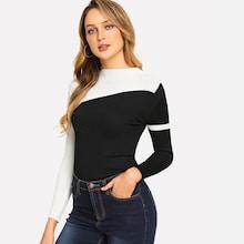 Romwe Two Tone Slim Sweater