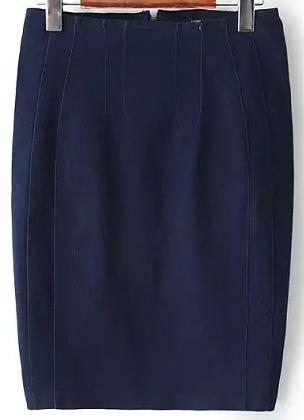 Romwe Blue Zipper Bodycon Denim Skirt