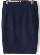 Romwe Blue Zipper Bodycon Denim Skirt