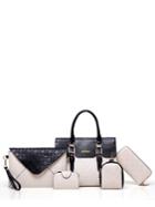 Romwe 5 Pcs Bicolor All Match Sterling Handbags Set