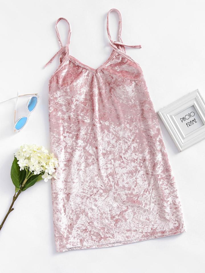 Romwe V Neckline Tie Shoulder Cami Dress