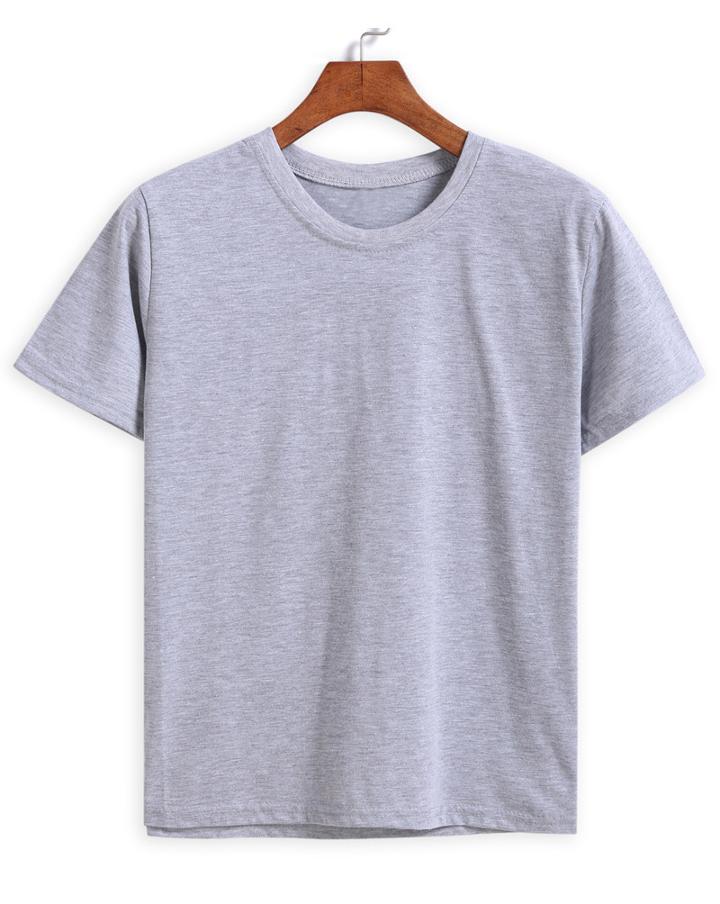Romwe Round Neck Loose Grey T-shirt