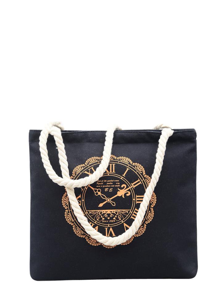 Romwe Bell Print Shopper Bag