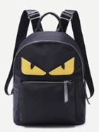 Romwe Monster Design Front Zipper Nylon Backpack