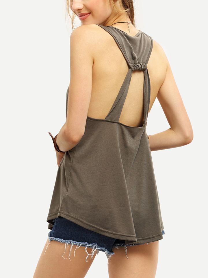 Romwe Cutout Racerback Swing Tank Top