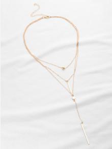 Romwe Double Bar Pendant Layered Necklace