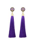 Romwe Purple Anchor Decoration With Long Tassel Drop Statement Earrings