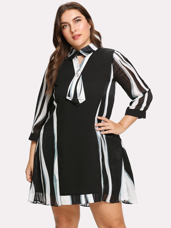 Romwe Abstract Stripe Pattern Dress